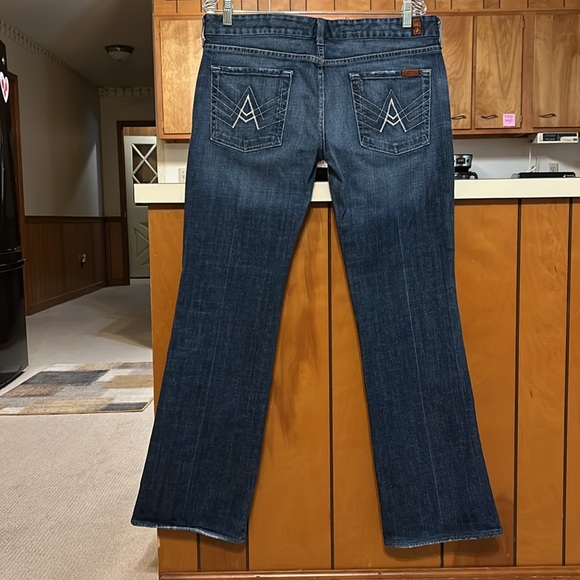 7 For All Mankind A-Pocket Flare Jeans Size 32 Dark Wash Denim - Picture 4 of 16